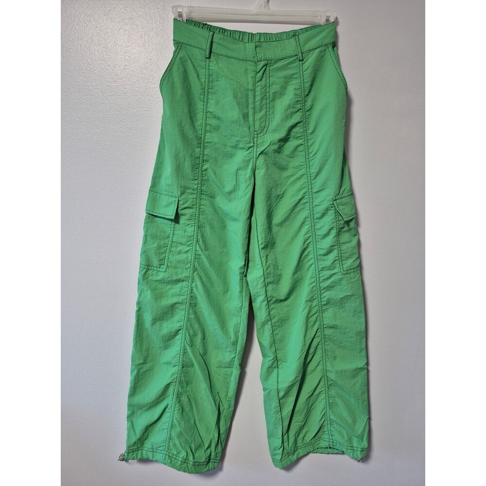 Love Tree Parachute Pants Cargo Wide Leg Womens Size Medium Green Nylon